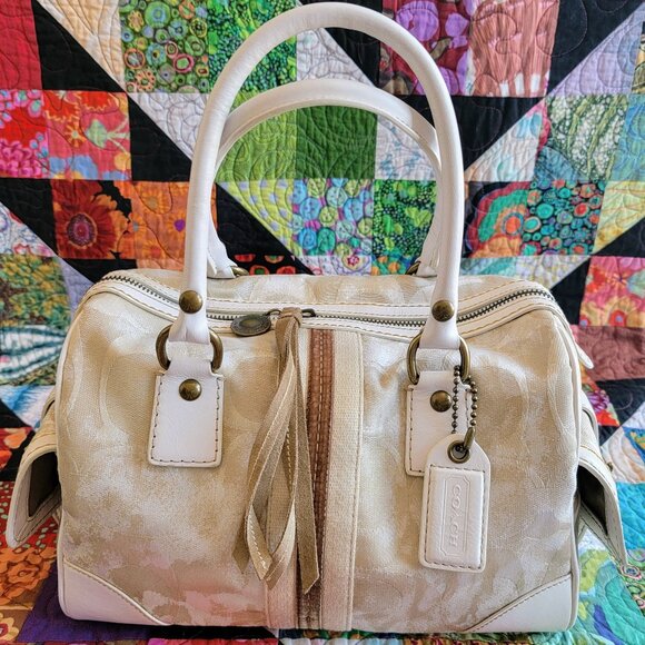 Vintage Y2K COACH Satchel Limited Edition Beige Metallic RARE - Picture 8 of 8